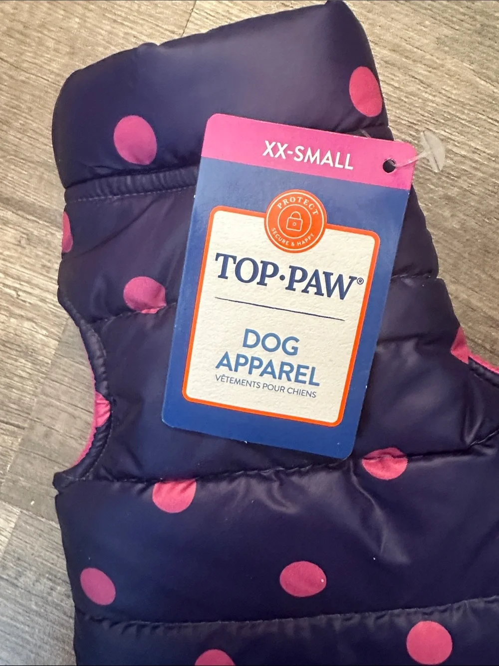 Brand New Top Paw Dog Apparel Polka Dot Puffer Vest for dogs in size XX-Small